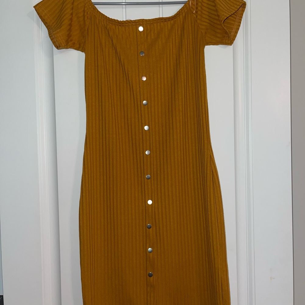 Mustard Button-Down Dress